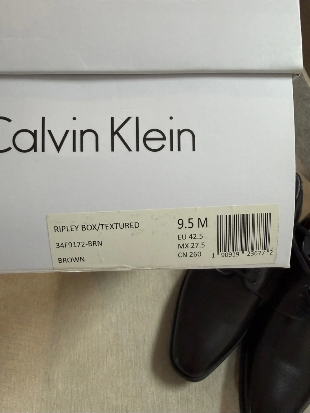 Calvin Klein Men's Dark Brown Textured Leather Derby Shoes